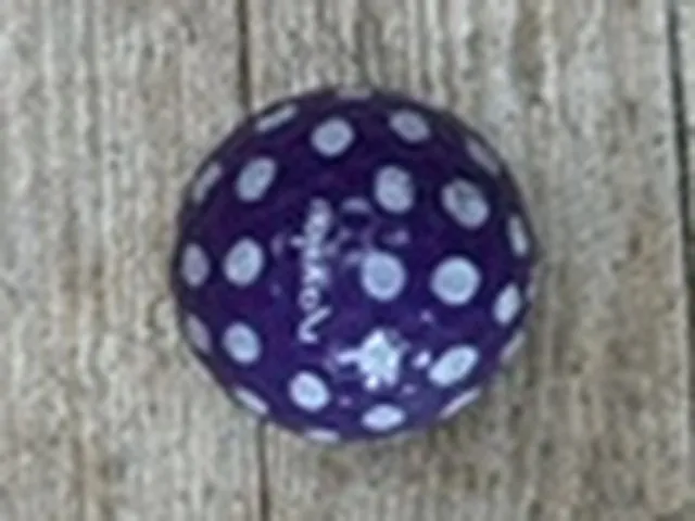 Paarse golfbal met witte stippen, net een paasei